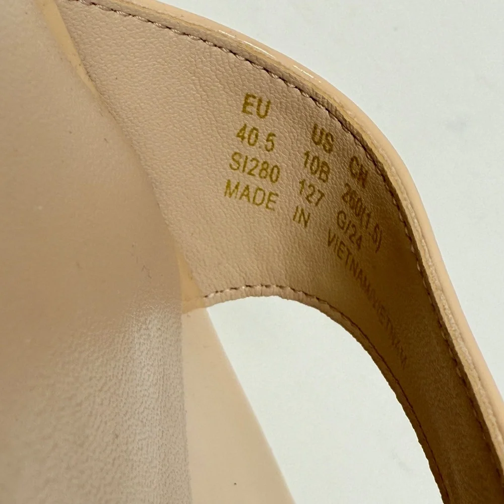 New Stuart Weitzman Gala Patent Leather Sandals Golden Beige Sz 10 - Picture 14 of 14